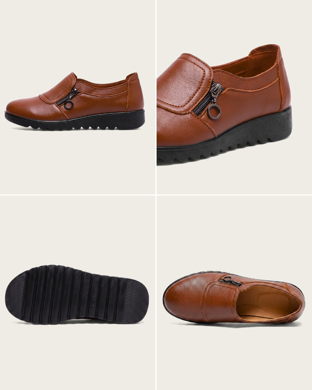 Bella Comfort | Women's Zip-Detail Slip-On Loafers – Soft & Flexible Fit