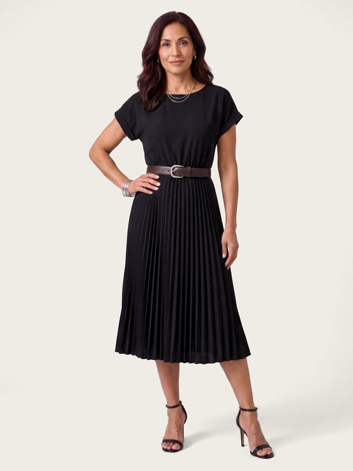 Eleanor midi dress styled for warm-weather occasions