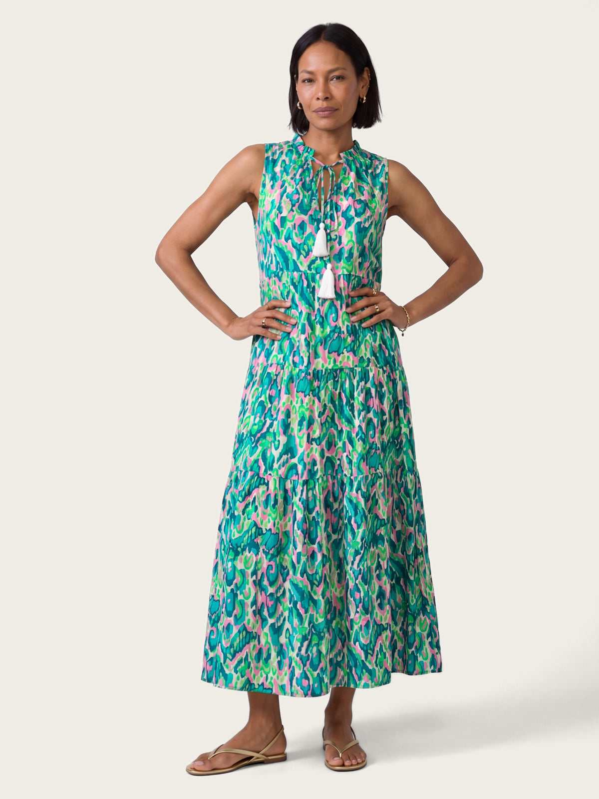 Marbella Tiered Maxi Dress in Abstract Leopard Print – LIRAE LONDON