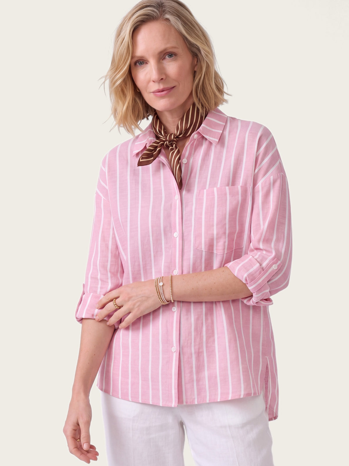 Close-up of fabric and detailing on the Nantucket shirt