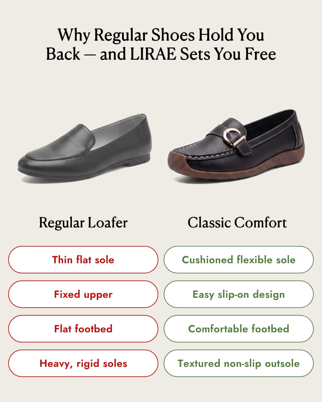 Classic Comfort | Women's Buckle Loafers – Soft, Flexible & Easy Slip-On