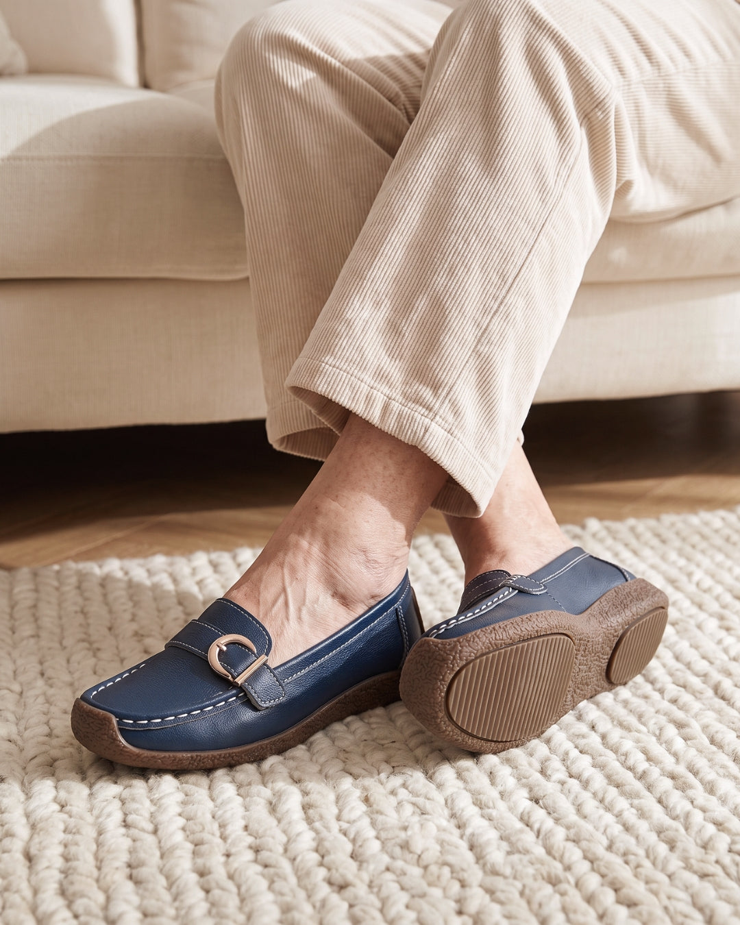 Classic Comfort | Women's Buckle Loafers – Soft, Flexible & Easy Slip-On
