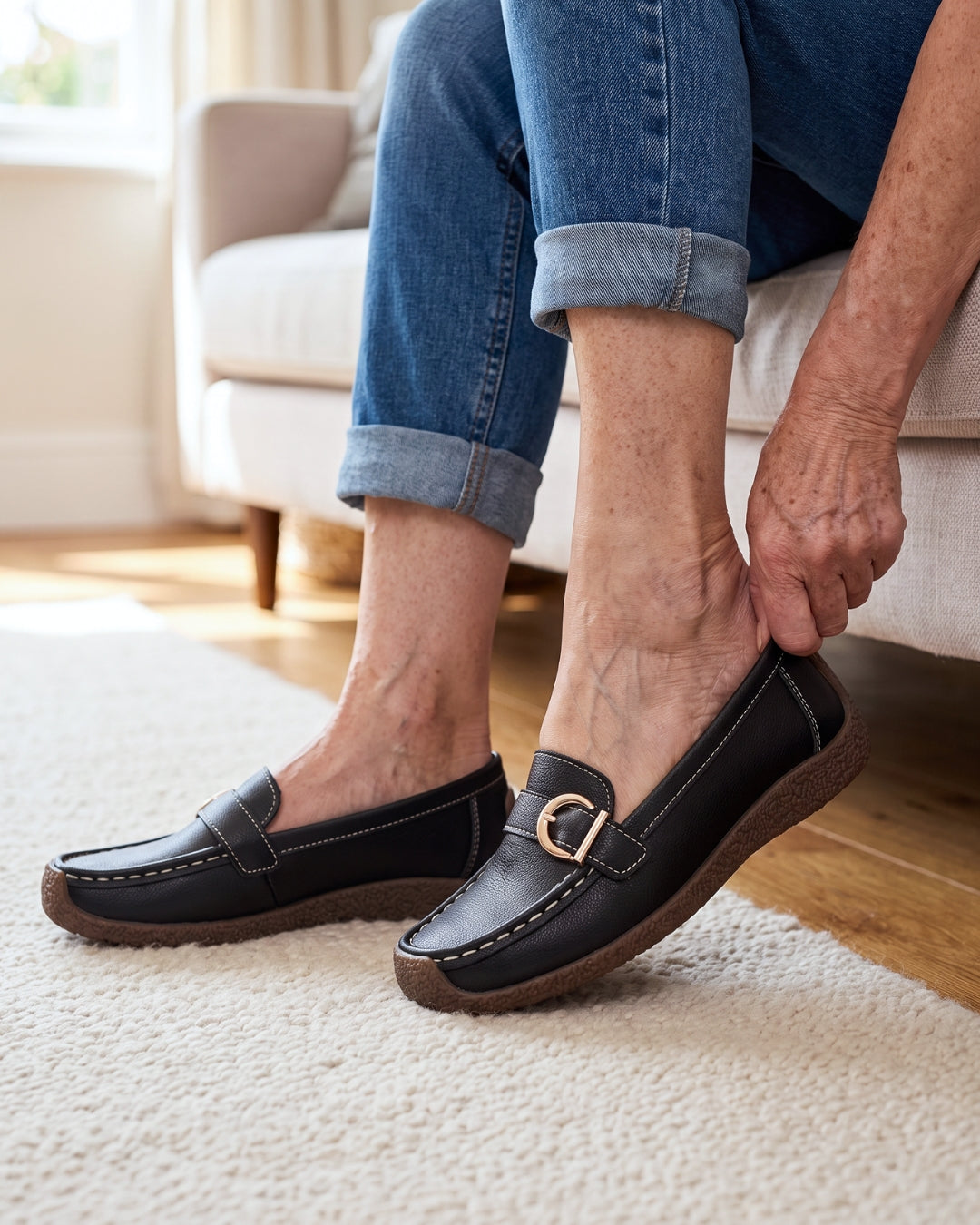Classic Comfort | Women's Buckle Loafers – Soft, Flexible & Easy Slip-On
