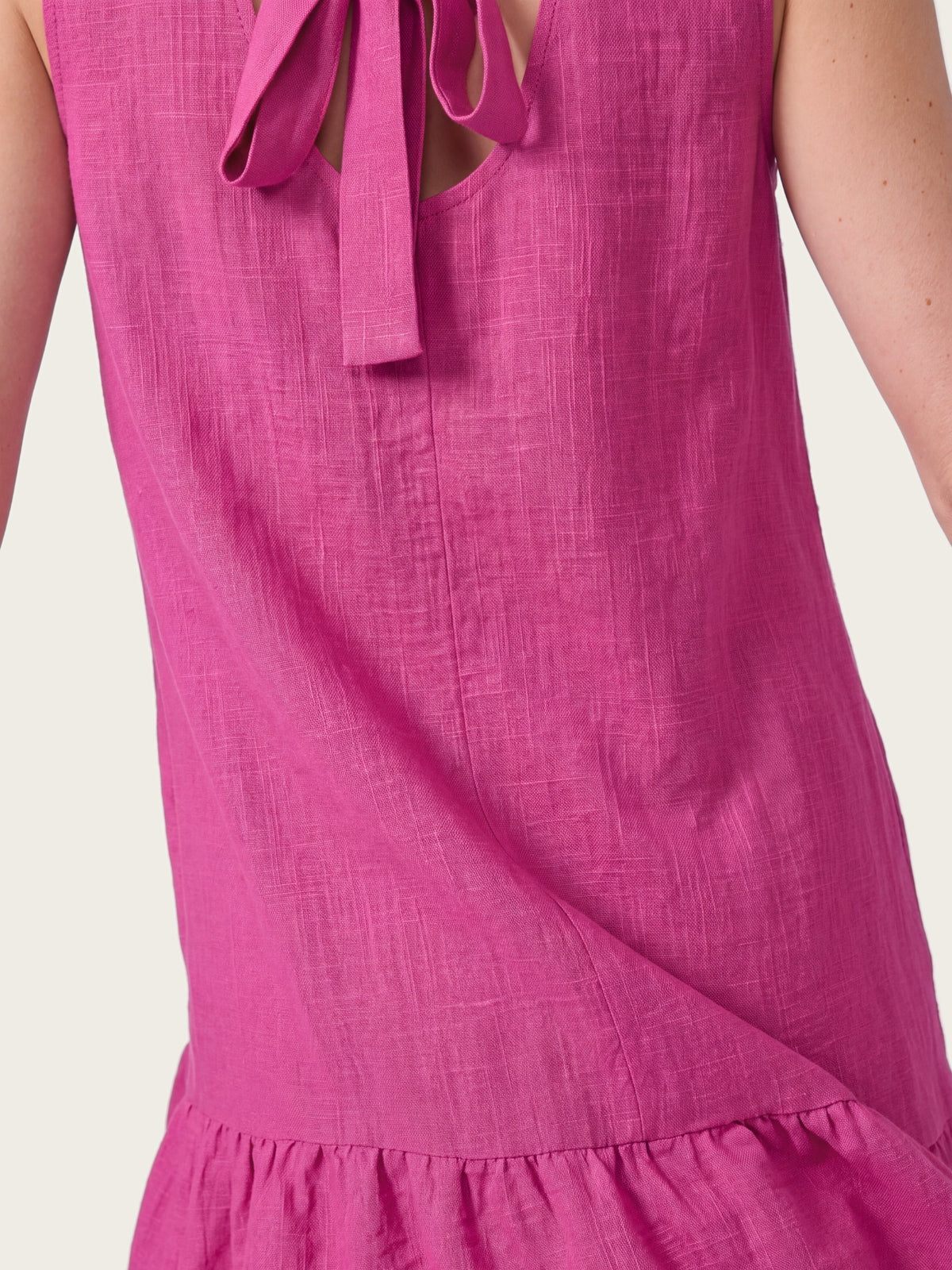 Capri mini dress side view showing fit and drape