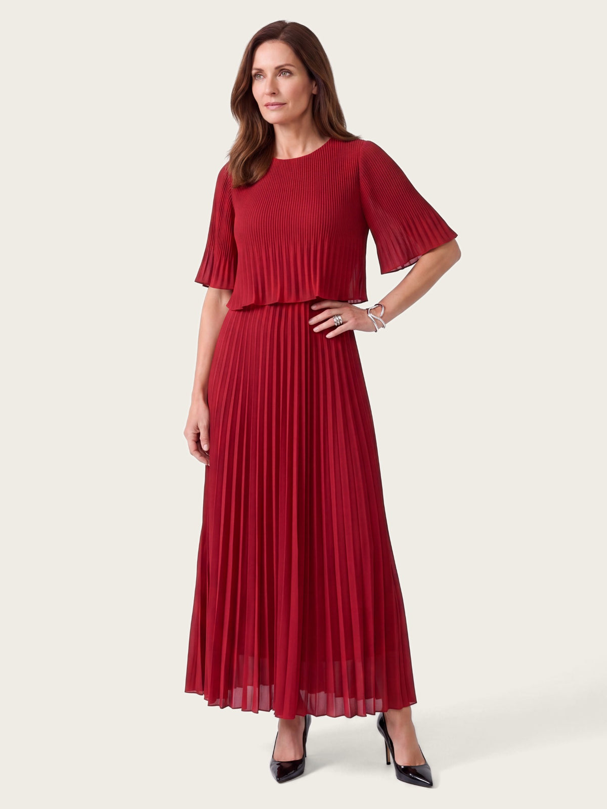 Genevieve maxi dress styled for warm-weather occasions