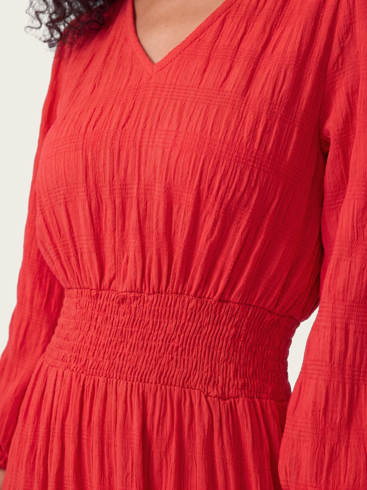 Havana maxi dress side view showing fit and drape