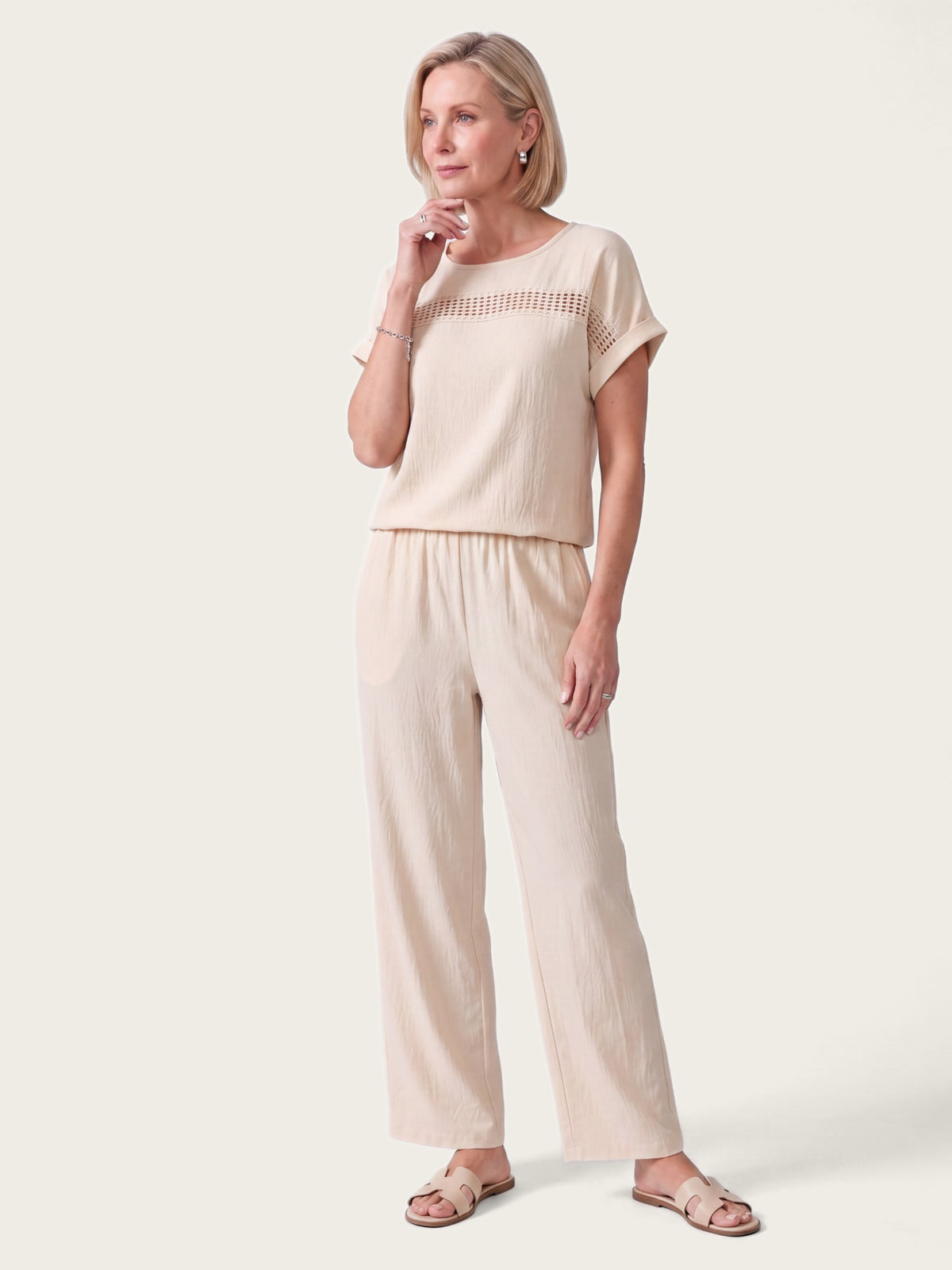 Close-up of fabric and detailing on the Ibiza co-ord set