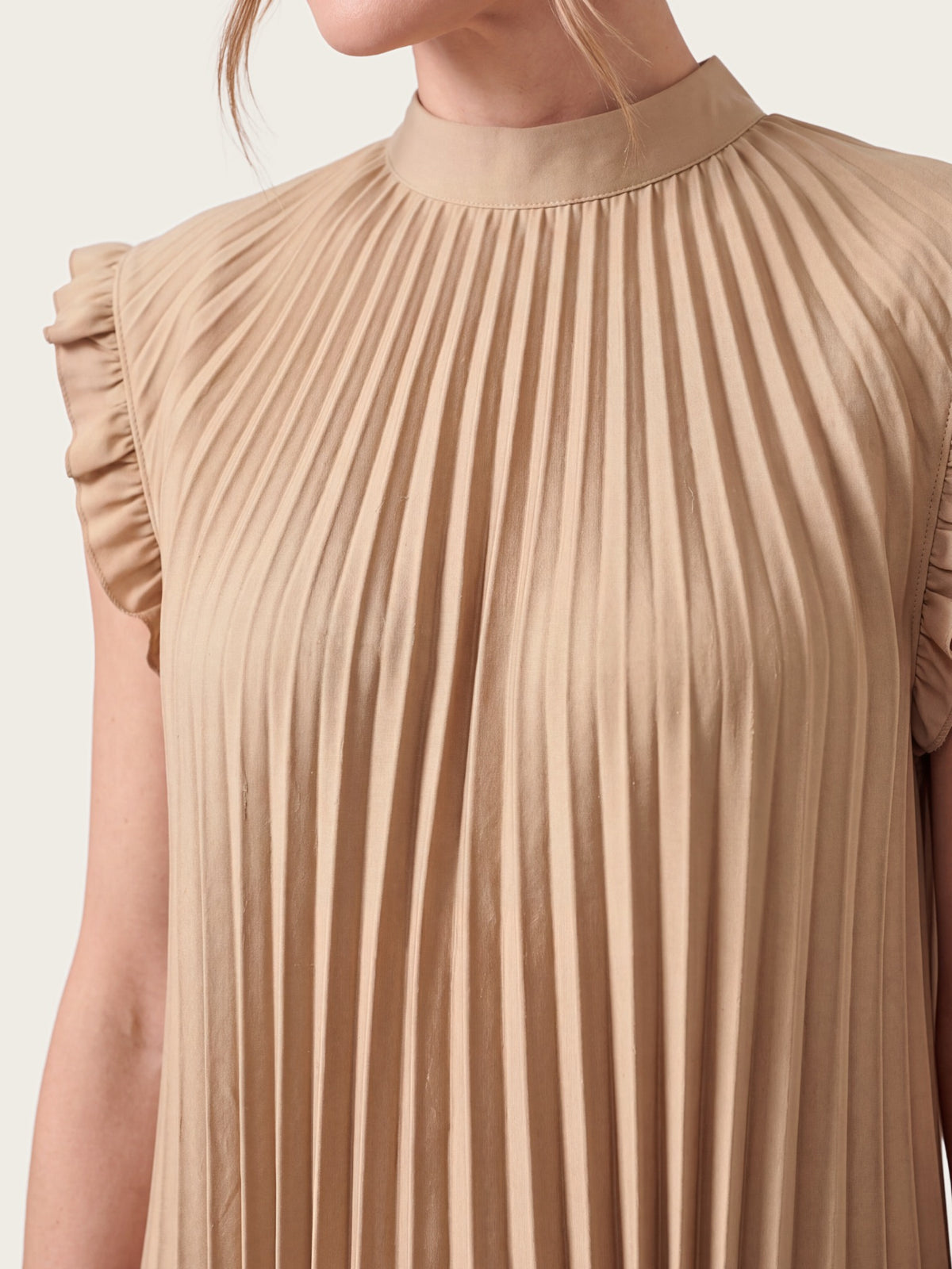 Isabelle maxi dress side view showing fit and drape