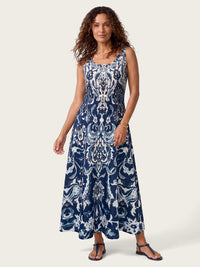 Lisbon Tile Print A-Line Maxi Dress