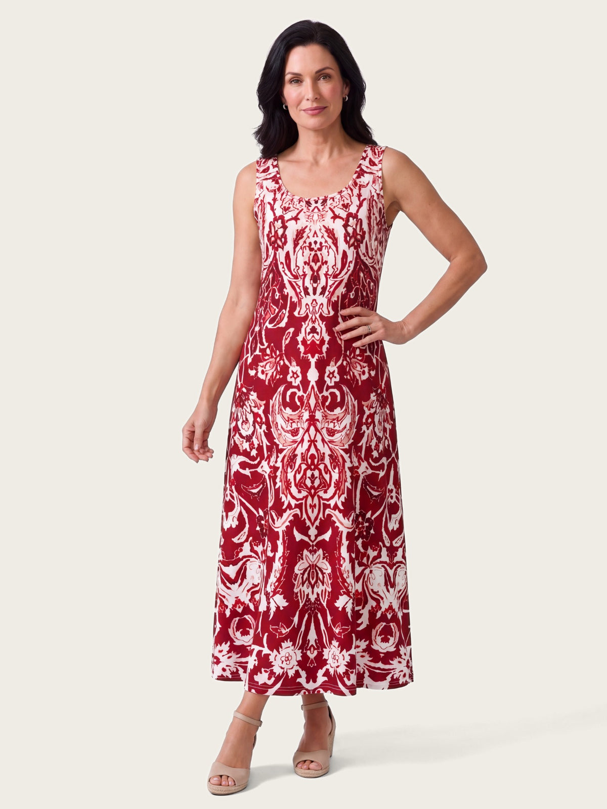 Close-up of fabric and detailing on the Lisbon maxi dress