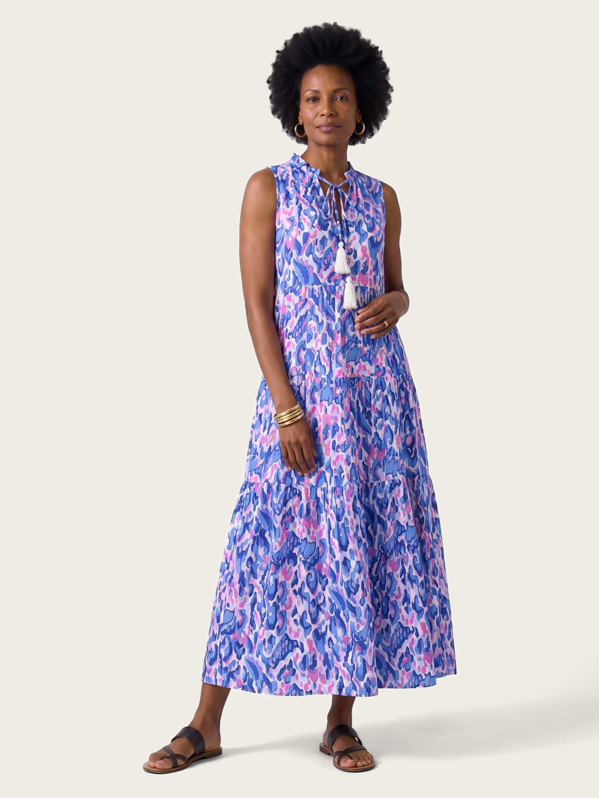 Close-up of fabric and detailing on the Marbella maxi dress