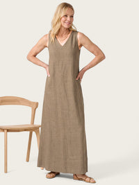 Margot Linen-Look V-Neck Maxi Dress