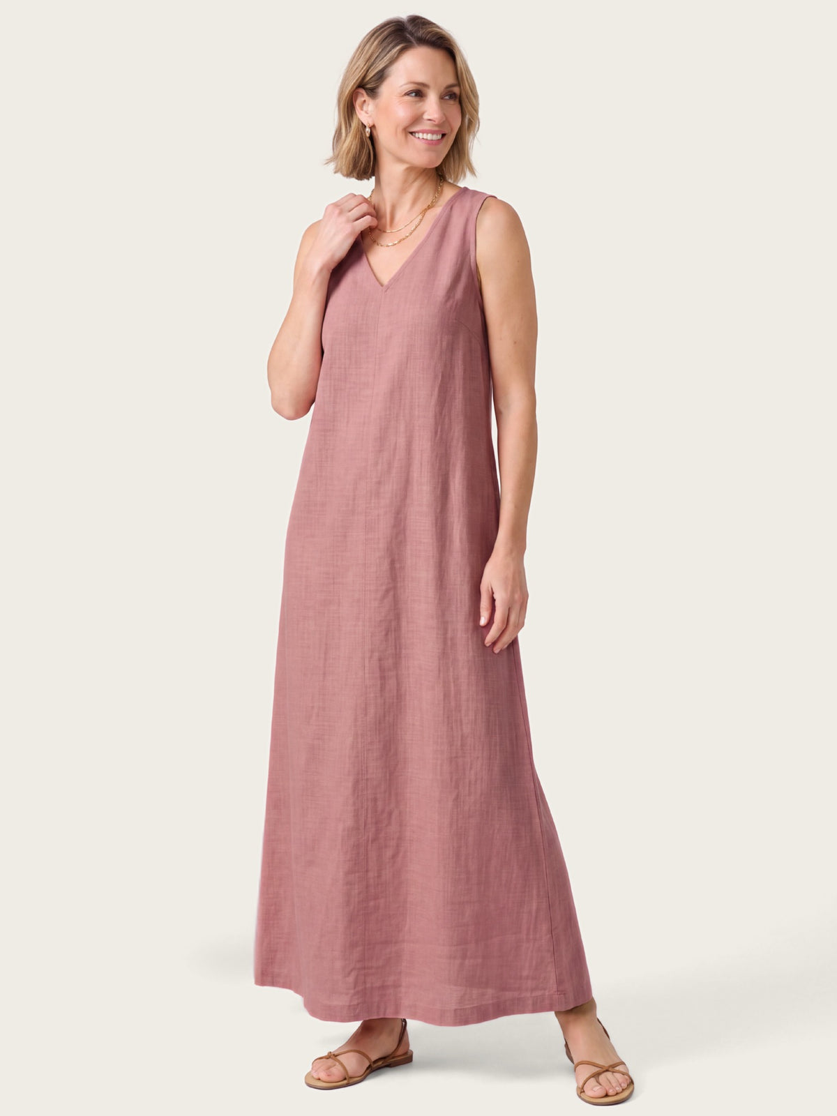 Close-up of fabric and detailing on the Margot maxi dress