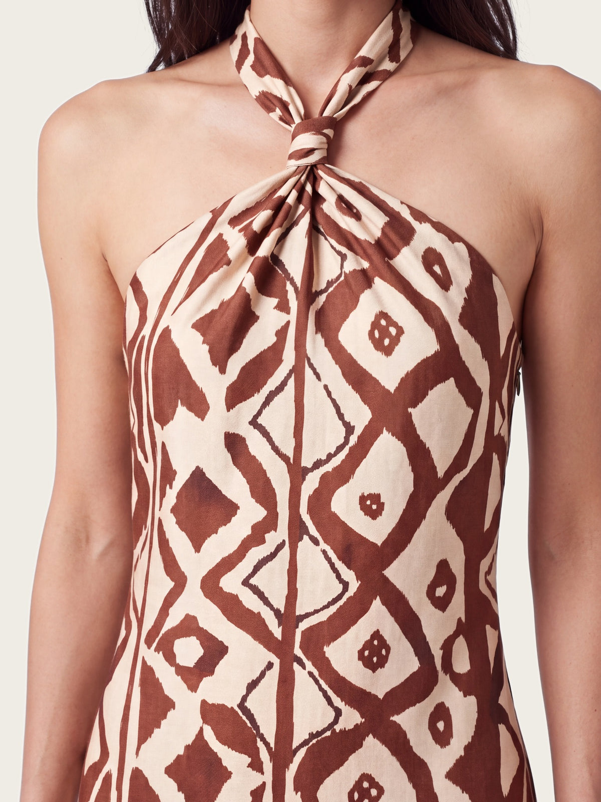 Marrakech maxi dress side view showing fit and drape