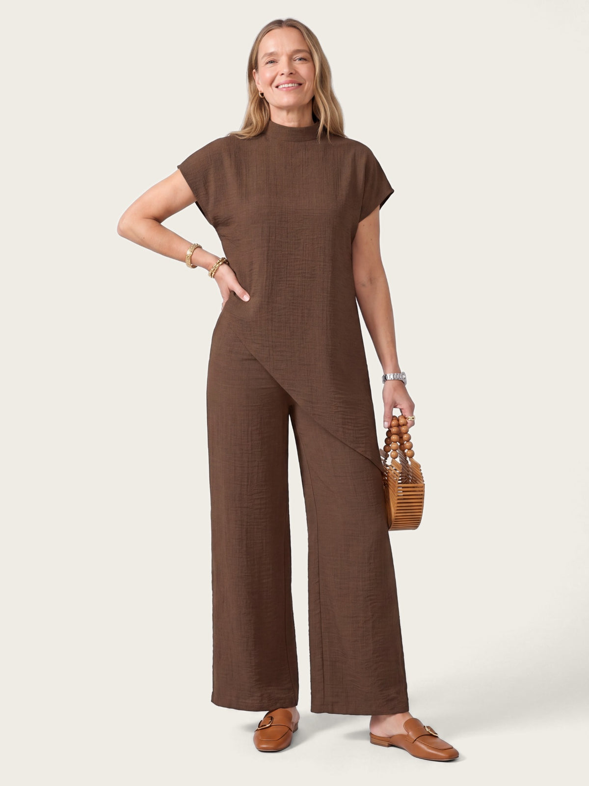 Sienna Wrap-Front Co-Ord Set – Top & Wide-Leg Trousers – LIRAE LONDON