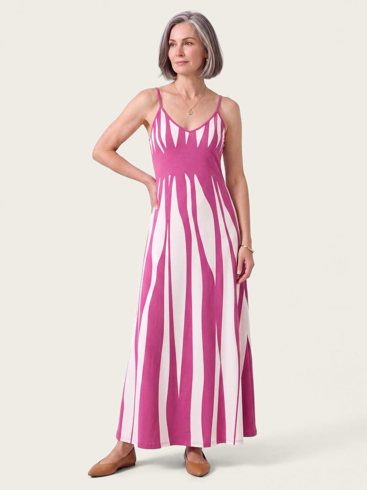 Close-up of fabric and detailing on the Vivienne maxi dress